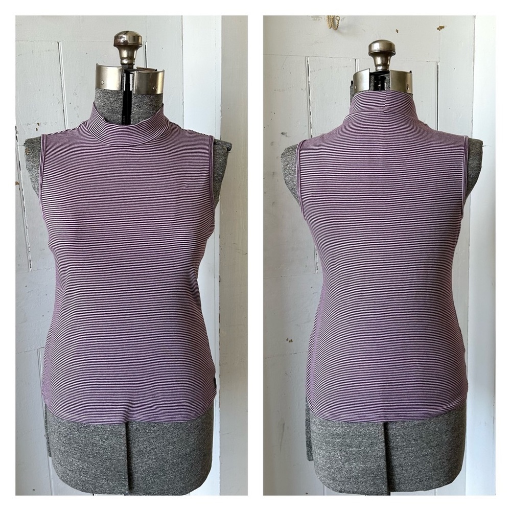 Eddie Bauer Stripe Sleeveless Mock Neck Tank Top